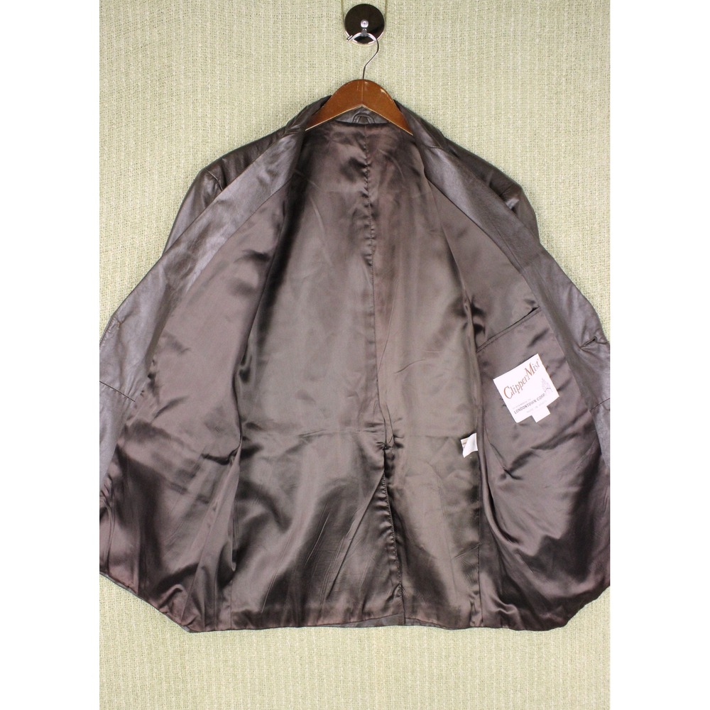Vintage 70s Brown Leather Blazer Sport Coat Men's 44 Reg Minimalist Luxury - Picture 3 of 7